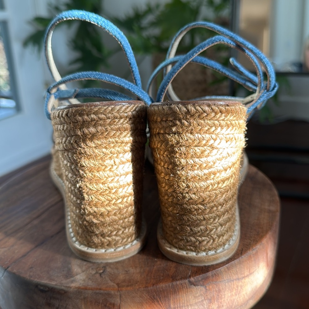 Jimmy Choo Denim Strappy Wedge Sandals - Blue - Picture 5 of 8
